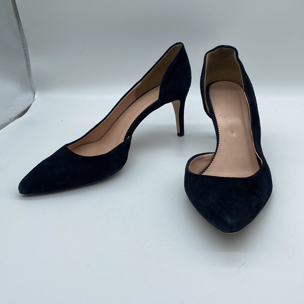 J Crew Lucie Black Leather Suede Point Toe High Heels Pumps Womens Size 10